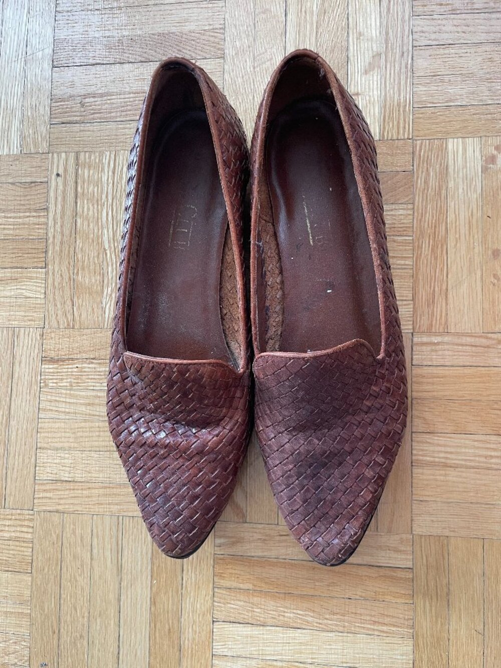 Vintage Hunt Club Brown Woven Leather Pointed Toe Flats Size 9.5